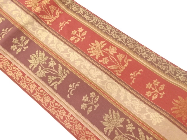 JAPANESE NAGOYA OBI / WOVEN FLOWER ARABESQUE